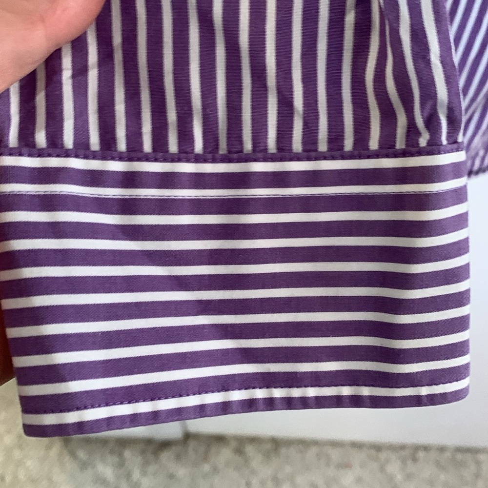 Ralph Lauren Black Label purple white vertical stripes button down shirt Sz 2X - Picture 6 of 9